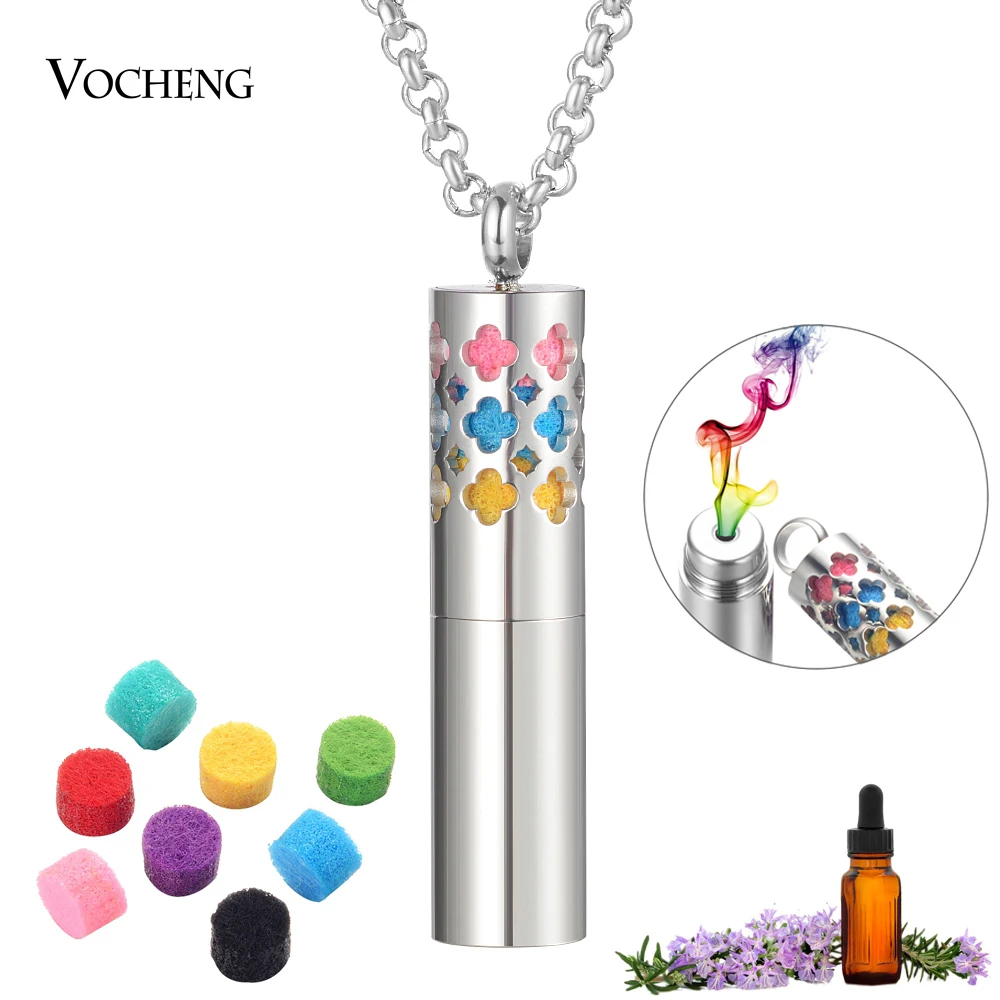 

Container 2-in-1 Perfume Aroma Diffuser Bar Locket Necklace 316L Stainless Steel Randomly Send 24pcs Oil Pads as Gift VA-1005