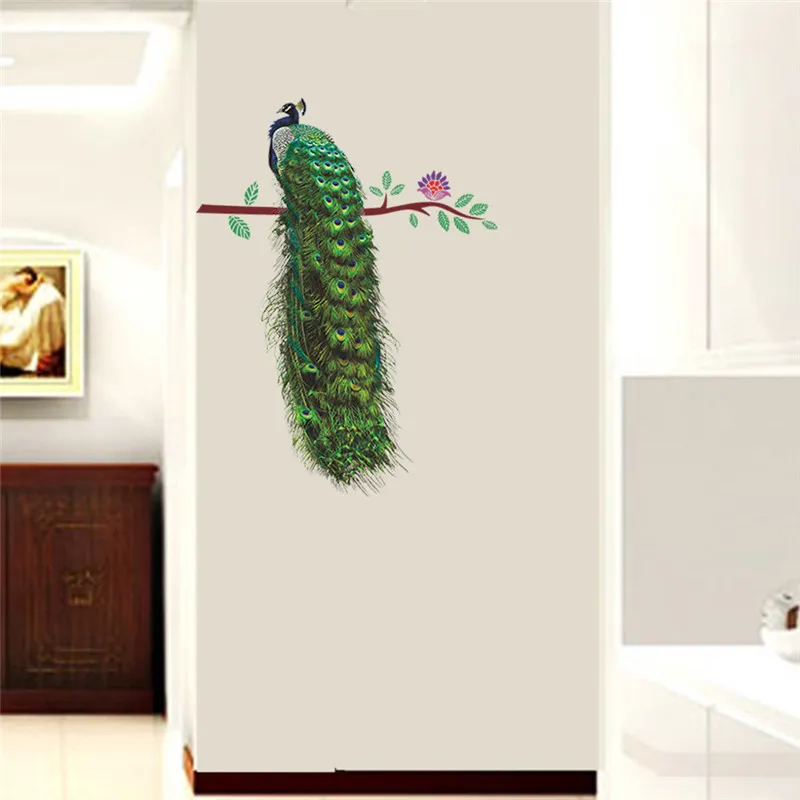 Zoo peafowls животные цветок на ветке перья наклейки на стену 3d яркие наклейки на стены домашний декор художественная наклейка плакат животные Home De