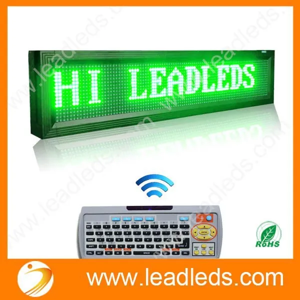 

P10 waterproof Outdoor GREEN LED DISPLAY 40" X 9.5" Multi-line led display Super Bright LED Scrolling Message Sign Board