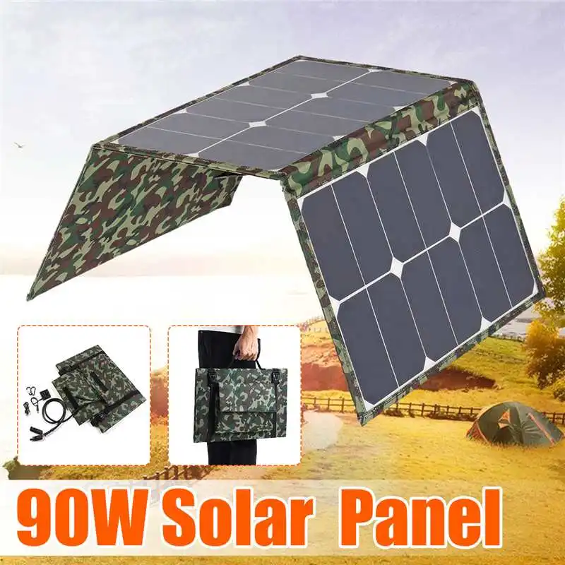 

Folding Solar Panel 120W Double USB Waterproof Sun Power Solar Cells 18V/5V Charger Output Devices Portable for Smartphones
