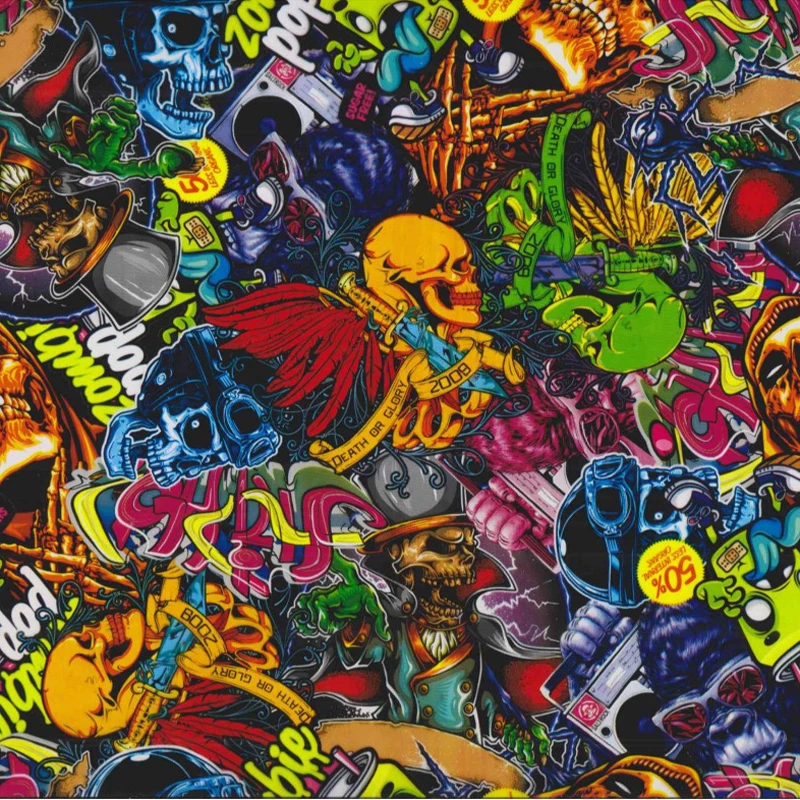 

50*100cm Colorful Skull PVA Water Transfer Film Hydrographic Hydro Dipping Dip Printing for Motorcycle Decor