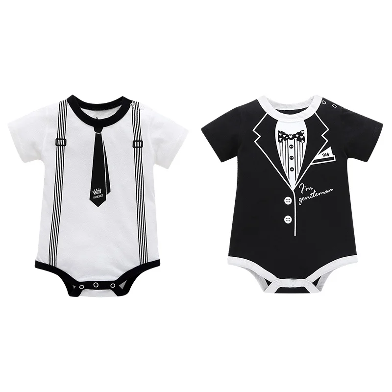 

Cute Gentleman Print Newborn Baby Boys Girls Cotton Clothes Short Sleeve Letter Romper Jumpsuit Outfit For 6-24 Months Baby