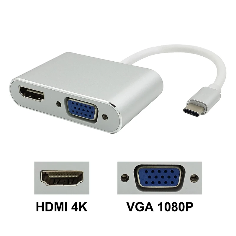 USB C to HDMI 4K VGA 1080P Type C to HDMI VGA Adapter USB-C Support 4K2K 1080P for Macbook Google Pixel Type-c to HDMI VGA (2)