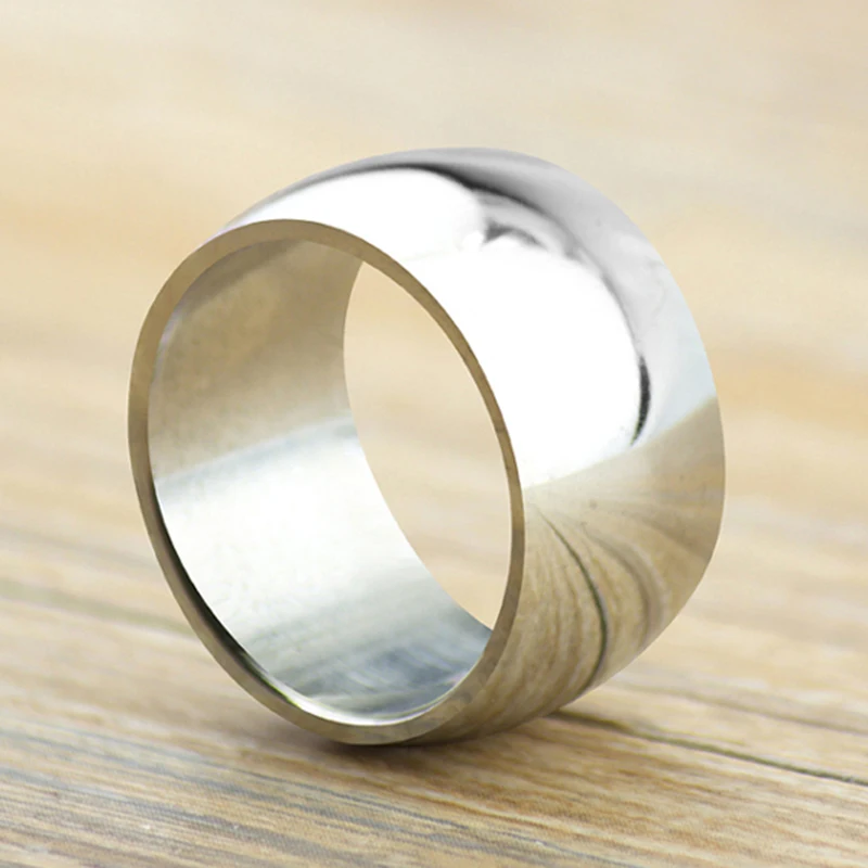 

Free Shipping Wide 12mm Men's Ring Men Pull That Ring Titanium Steel Rings Wide Glossy Men's Big Ring Fine Jewelry Men Jewelry