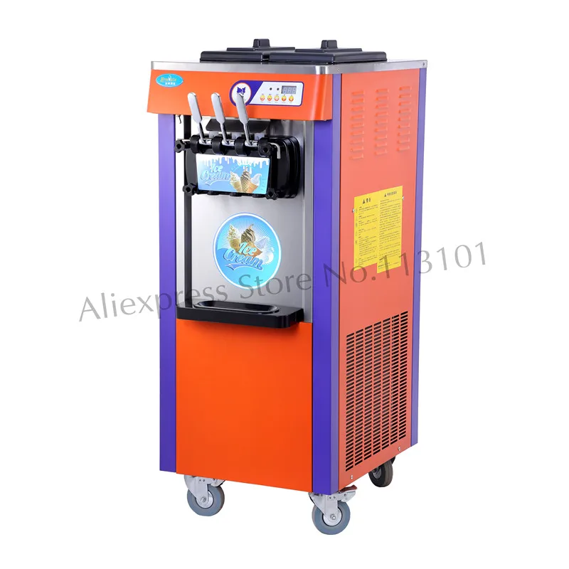 Soft Serve Machine Upright Ice Cream Maker Three Heads 3 Flavors For
