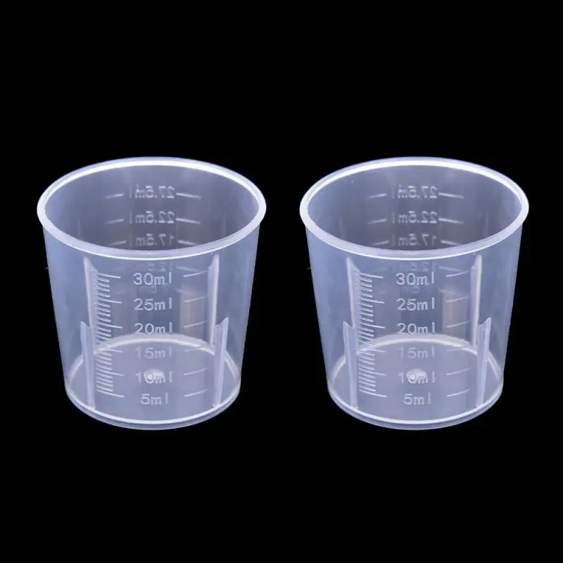 20 Вт, 30 Вт, 50/300/500/1000 мл Пластик мерная чаша-весы поверхность контейнер для Кухня лабораторная жидкость измерительный прибор - Цвет: 2pcs 30ml