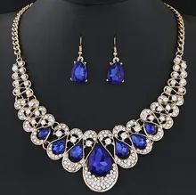 1 set Charm Women s Drop Earrings Pendant Dangle Hook Bib Rhinestone Jewelry Set brinco noiva