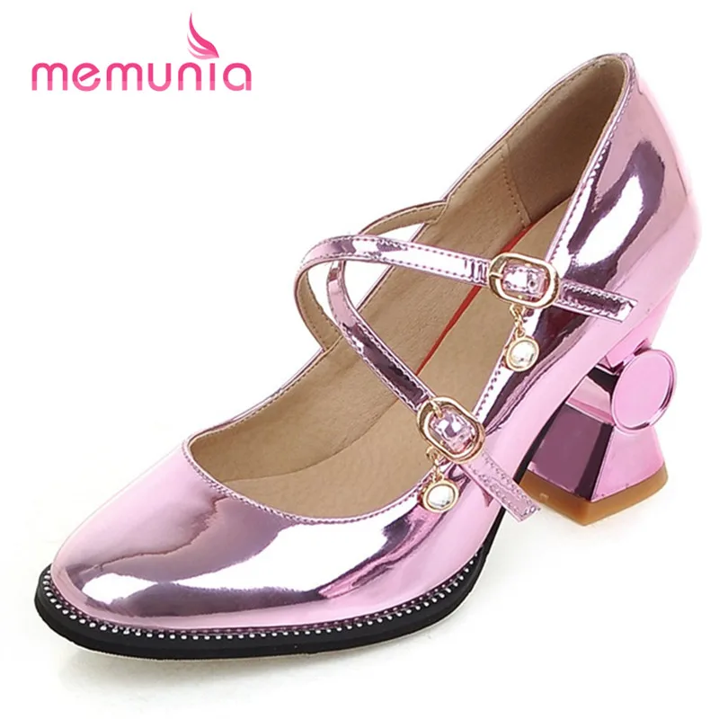 

MEMUNIA 2017 New arrive women pumps four seasons single shoes party big size 33-44 high heels shoes solid shallow buckle pu