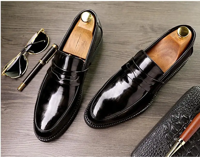 Pointu En Zapatos Mocassins De rouge Robe Pour Formelle Oxford Jozigbema bleu Bout Verni Chaussures Hommes Cuir Noir Mariage qYwB6gUtHx