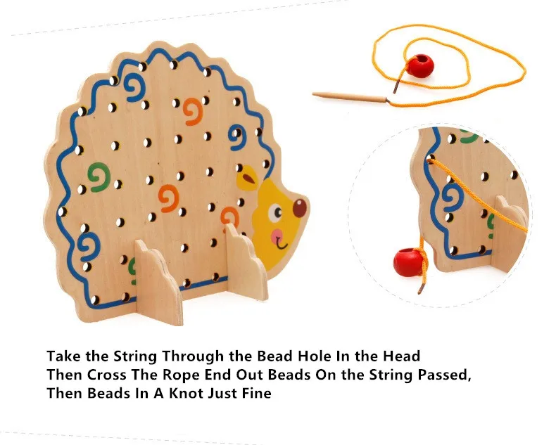MIPOZOR Обучающие Развивающие деревянные игрушки-головоломки 82 шт. Ежик фрукты бусины Монтессори Oyuncak Развивающие игрушки для детей