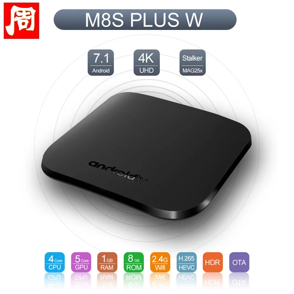 Новый M8S плюс W Android 7 1 Smart ТВ Box Amlogic S905W Quad core ГБ 8 мини BOX WiFi Mini PC 4 К Декодер каналов
