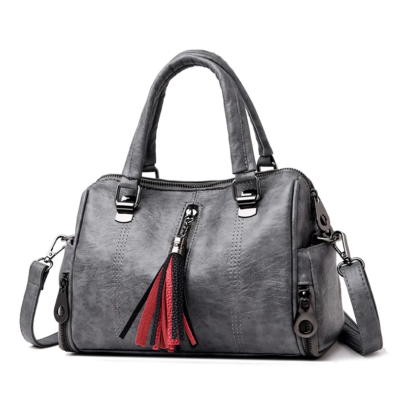 KMFFLY, известный бренд, женские сумки, кожаные сумки-мессенджеры, с кисточками, сумки с верхней ручкой, женские тоут, сумки через плечо, Bolsas Feminina - Цвет: Gray