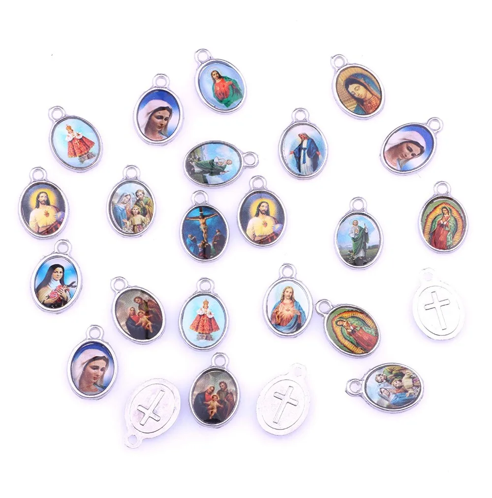 100pcs Mix Picture Cross Jesus Enamel Our Lady Miraculous Medal 100pcs Mix Picture Cross Jesus Enamel Our Lady Miraculous Medal