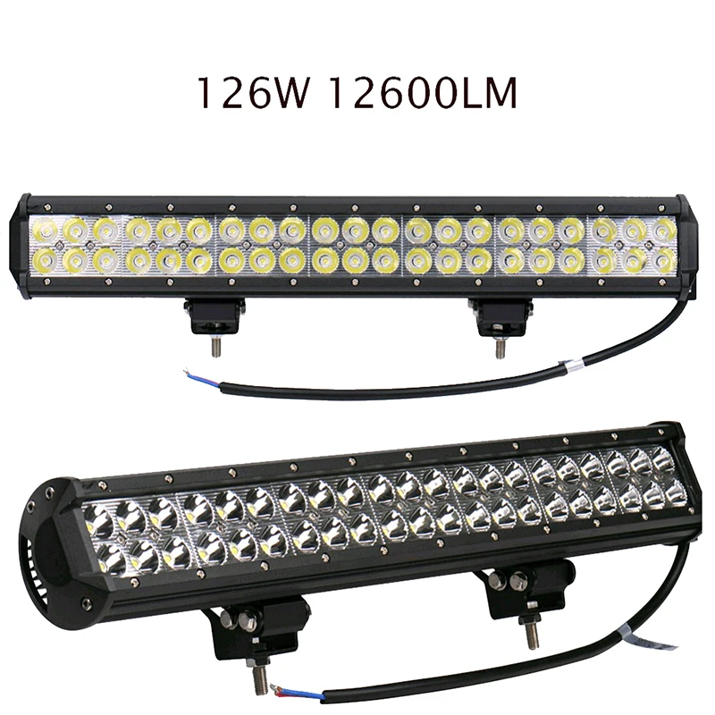 2Pcs 12600lm 126W Led Work Light Bar 12V For Truck Tractor Trailer ATV
