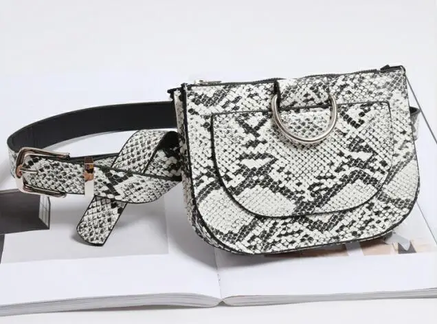 SWDF Женская поясная сумка из искусственной кожи, женская модная сумка на пояс из змеиной кожи, высокое качество - Цвет: Белый