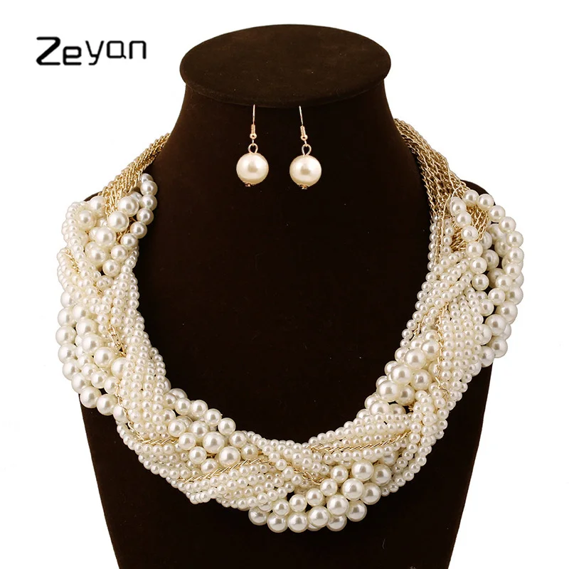 Zeyan pearl jewelry set Women costume jewelry Necklace Earrings