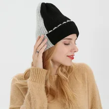 Трендовые шапочки, шапка женская, Лоскутная, теплая, шерстяная, не сужающаяся книзу, мягкая, тянущаяся, вязаная шапка, шапки, зимняя хипстерская шапка s