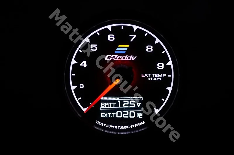 Gre* y Gauge EXT Temp Gauge 7 светового цвета ЖК-дисплей с напряжением прибор для измерения температуры выхлопных газов метр 62 мм 2,5 дюйма с датчиком гонок geddi Gauge