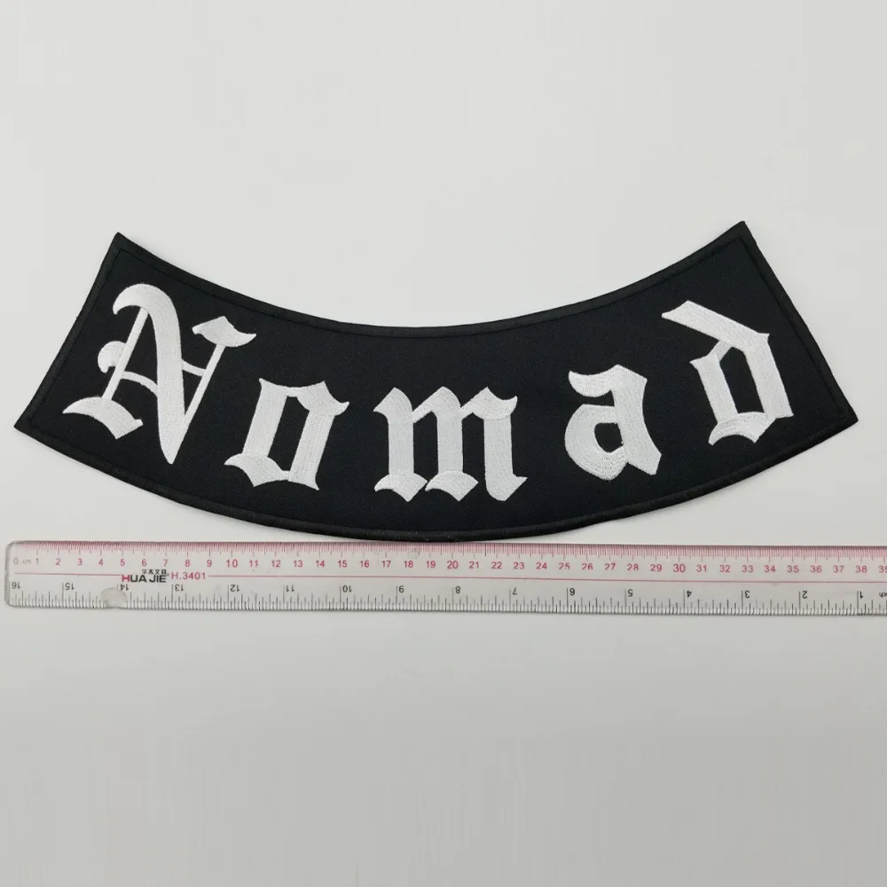 Outlaw USA Rocker Nomad Vest Rider Embroidered Iron On Back of Jacket Patch Black twill fabric Free Shipping DIY Eco-Friendly(3)