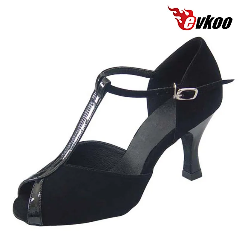 Evkoo/Танцевальная обувь черного или коричневого цвета из искусственной кожи для латинских танцев, сальсы, танго, танцевальная обувь для женщин, танец Evkoo, брендовая обувь на каблуке 7 см, Evkoo-216