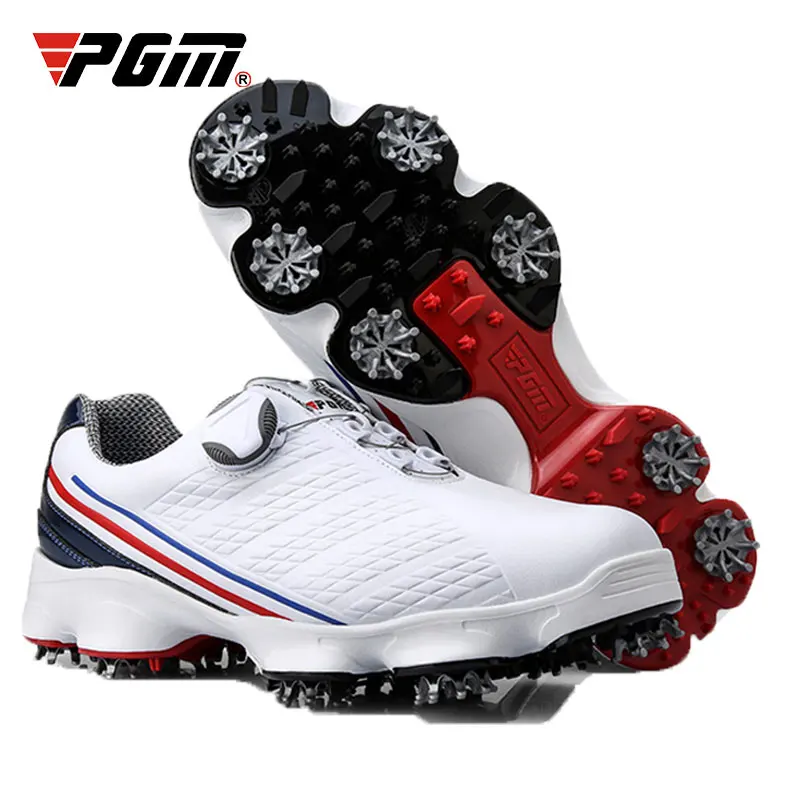 

Golf Shoes Men Professional Leather Waterproof Golf Shoes Breathable Shoes Slip Resistant Spikes Sports Training Sneakers D0573