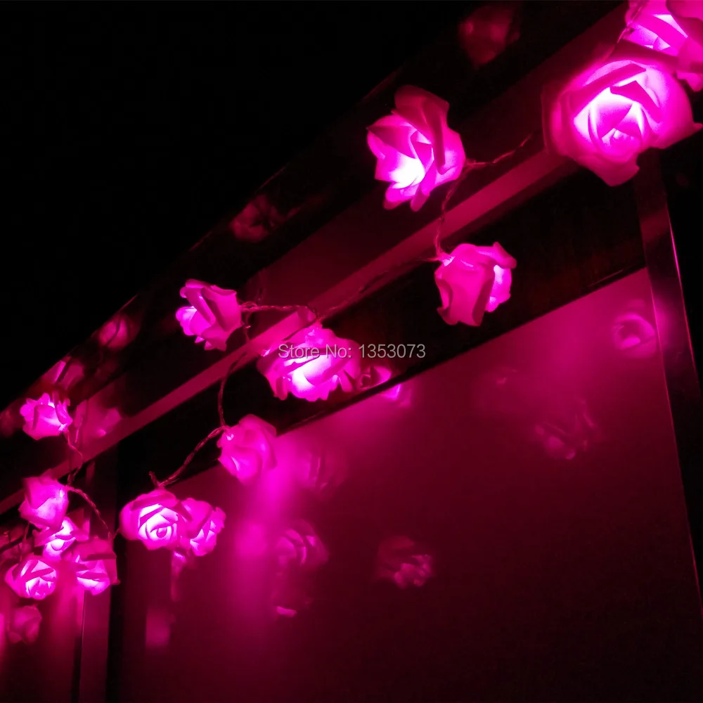 Rose Flower LED Valentines Day String Lights Colorful Rosa Christmas Festival Party Garden Bedroom lumiere - pink lighting 1-5
