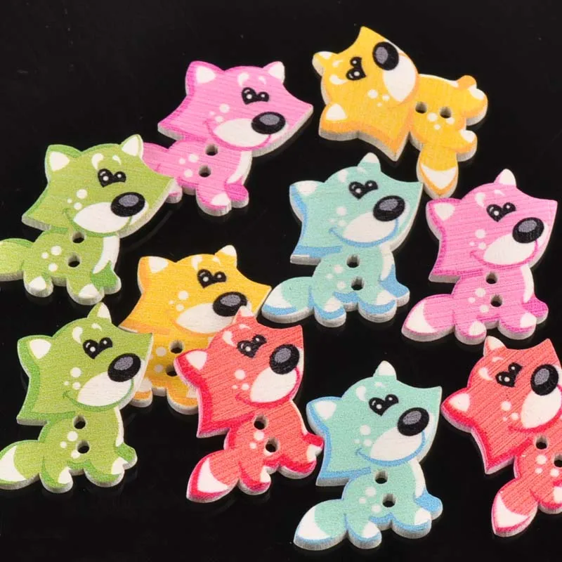 

25pcs Mixed Painted Dog Wooden Buttons For Crafts Scrapbooking Accessories Sewing Decorative DIY Apparel Button 27x26mm M0986