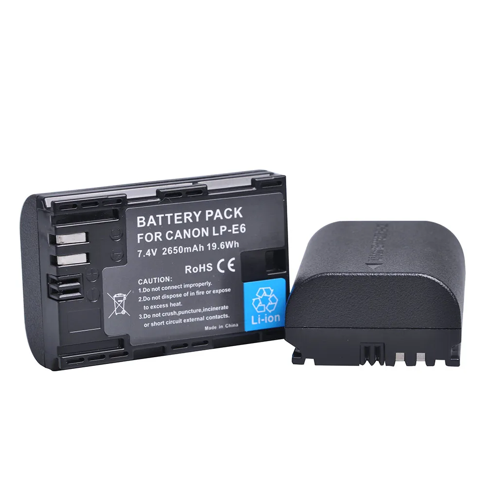Billig 2x2650 MaH LP E6 LPE6 LP E6 Kamera Batterie Bateria + Ladegerät Kits für Canon DSLR EOS 5D Mark II Mark III 60D 60Da 7D 70D 6D