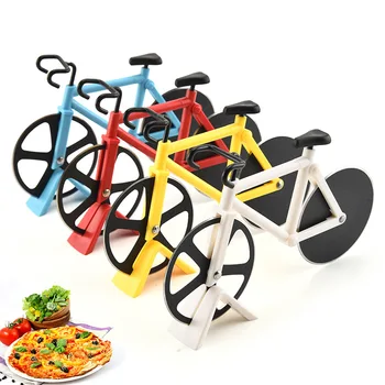 

New Design Stainless Steel Pizza Knife Two-wheel Bicycle Shape Pizza Cutting Knife Pizza Tool Bike Round Pizza Cutter Knives
