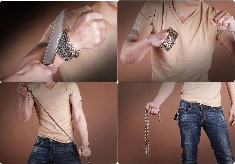 YWHL, мужские толстые браслеты в стиле панк-рок, титановая сталь, киль, золото, руки для самообороны, крутой браслет, тактический металлический кнут, серебро