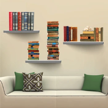 

3D Vintage Bookshelf Wall Stickers Decal Removable Wallpaper Home Decoration
