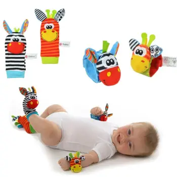 free shipping 2016 new Baby Infant Soft Wrist rattles and Sock rattles Handbells Hand Foot Finders Socks Developmental Toys