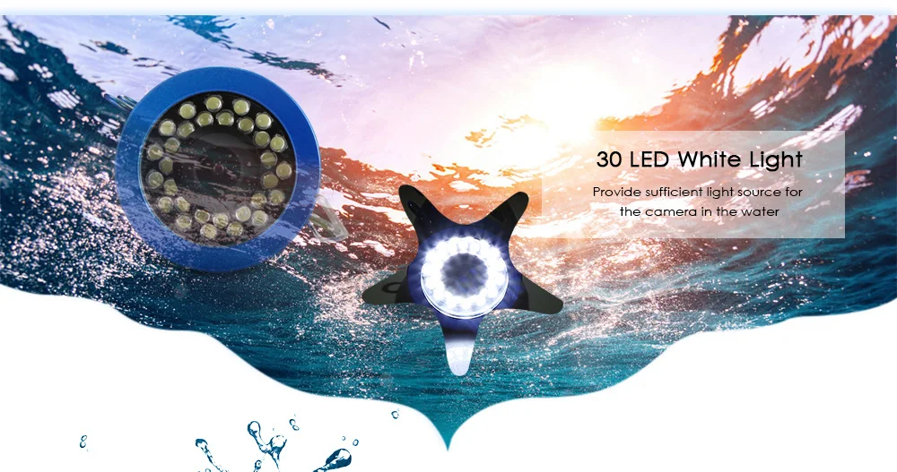 15m 30m 7"in HD 1000TVL Fish Finder Camera Underwater 30pcs White LEDs / IR Lamps Ice Fishing Video Camera 145 Degree IP68