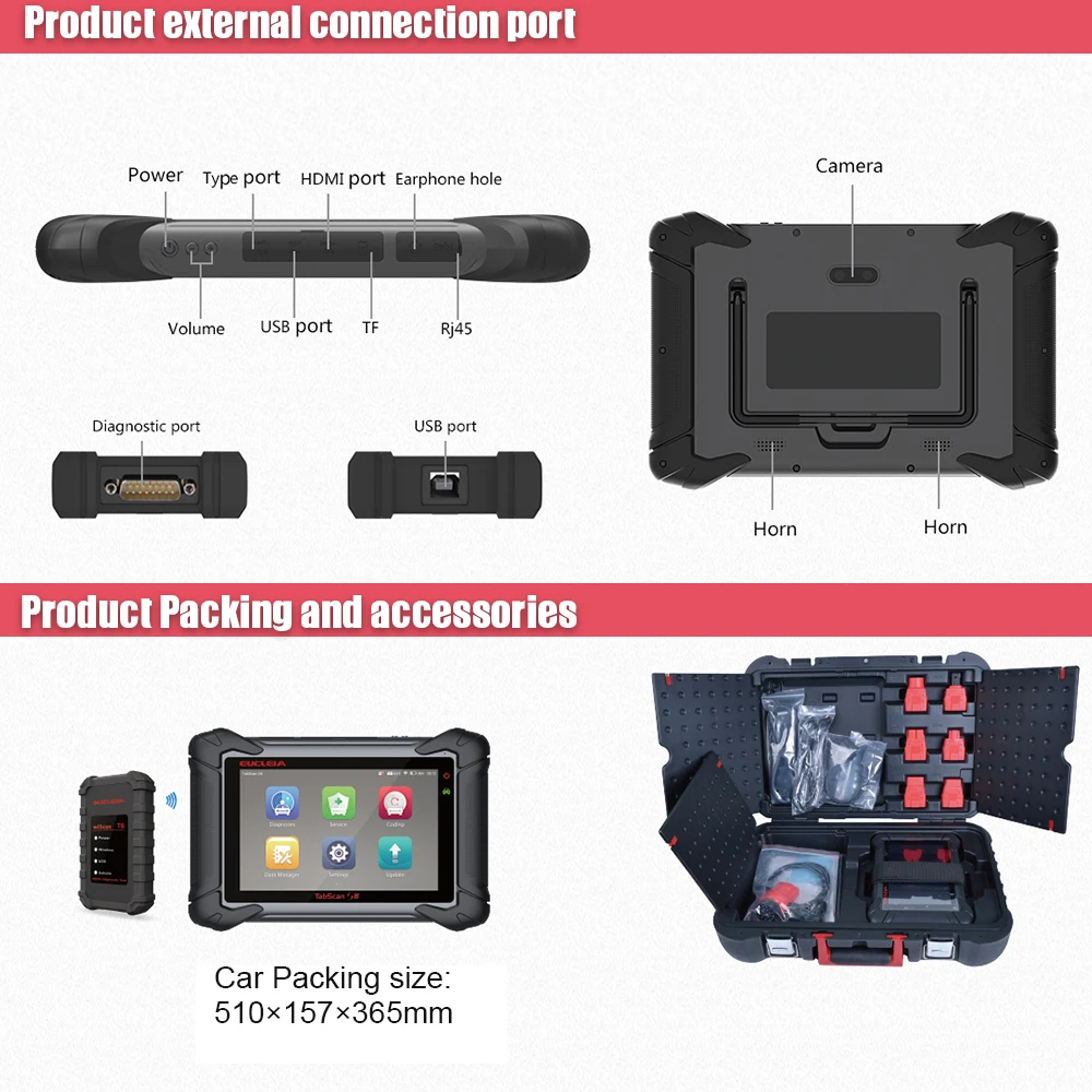 EUCLEIA S8 OBD2 Профессиональный слесарный инструмент полный Системы ECU ABS EPB батарея высокочувствительного датчика надувной подушки безопасности сброса масла читатель Кода OBDII бесплатное обновление онлайн