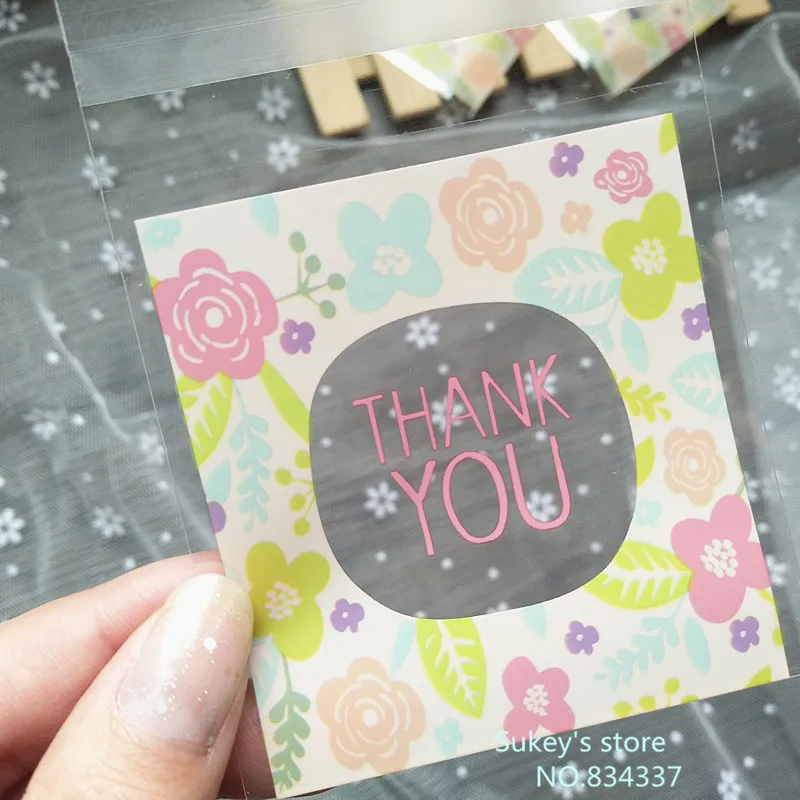 Пакеты для печенья с цветочным узором Thank you 7 х7 см 100 шт./лот|bag wedding|bag wedding candybag pattern