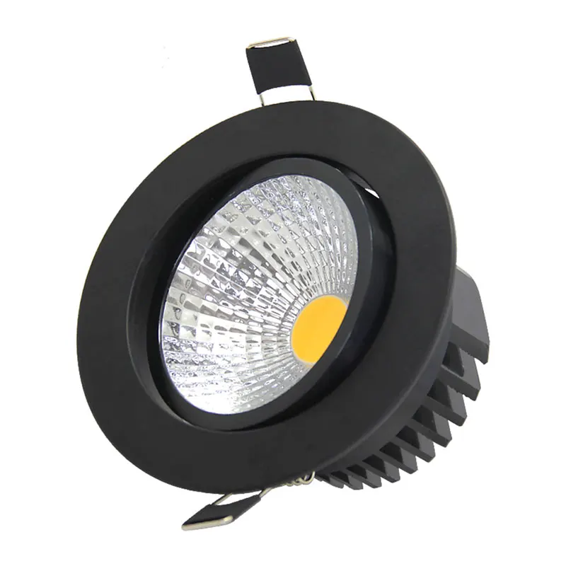 Черный COB светодиодный светильник с регулируемой яркостью 3 Вт 5 Вт 7 Вт 12 Вт 15 Вт утопленный в переменном токе 85-265 в потолочный светильник 220 в фойе с водителем лампа для помещений