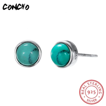 

2018 Sale Rushed Turquoise Classic Party Concho Jewelry 925 Sterling Round Stud Earrings For Women