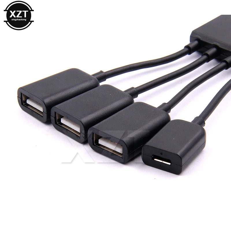 2018 1 шт. черный новый 4 портовый микро USB кабель OTG Hub Кабельный соединитель Spliter для