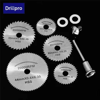 

Drillpro 6pcs Mini HSS Circular Saw Blade Rotary Tools For Dremel Metal Cutter Power Tool Wood Cutting Discs Drill Mandrel
