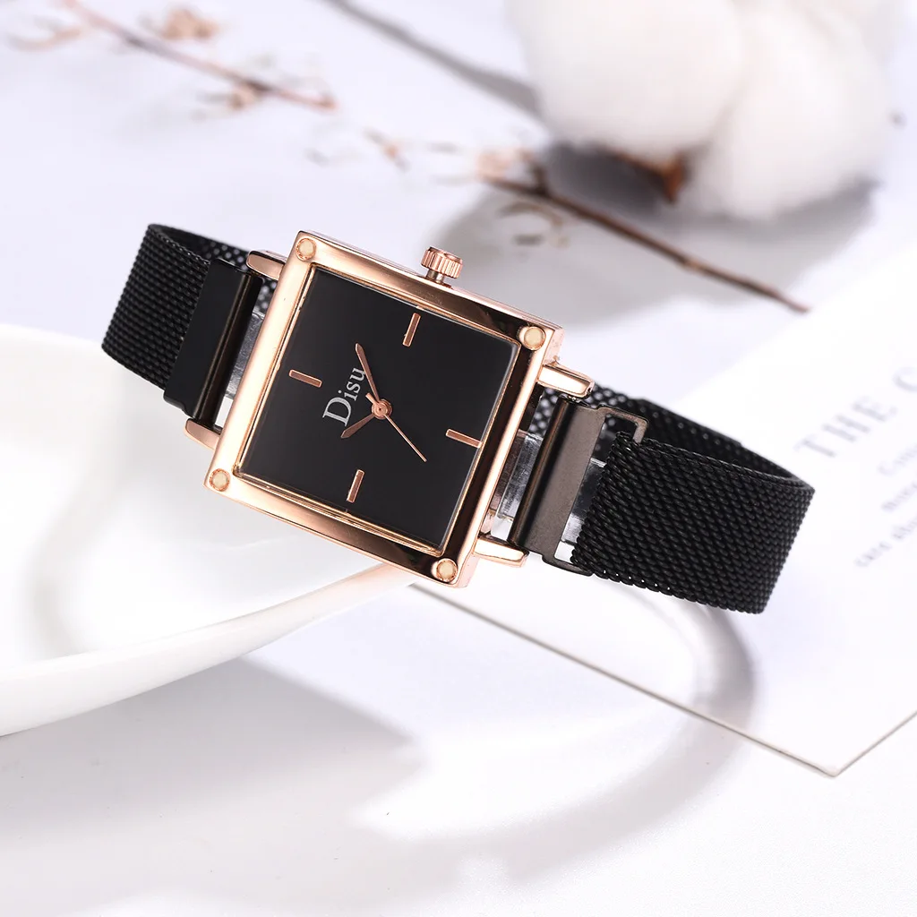 Simple Style Ladies Dress Quartz Wrist Watches Blue Women Square Magnetic Watch Waterproof Clock relogio feminino zegarek damski