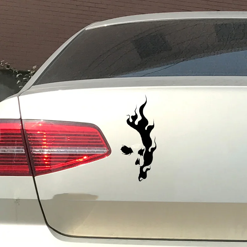 1pc SEEYULE Firing Burning Skull Head Car Sticker Crazy Flame Head Vinyl Decal Car styling Trunk Reflective Sticker Label