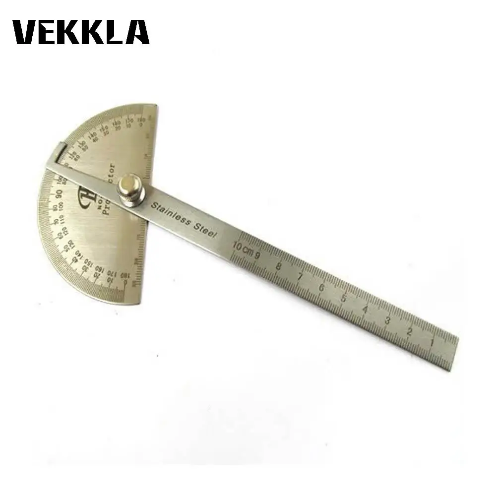 

Precision Durability Stainless Steel Round Head 180 Degree Rotating Protractor Angle Finder Ruler Craftsman Arm Measuring Tools