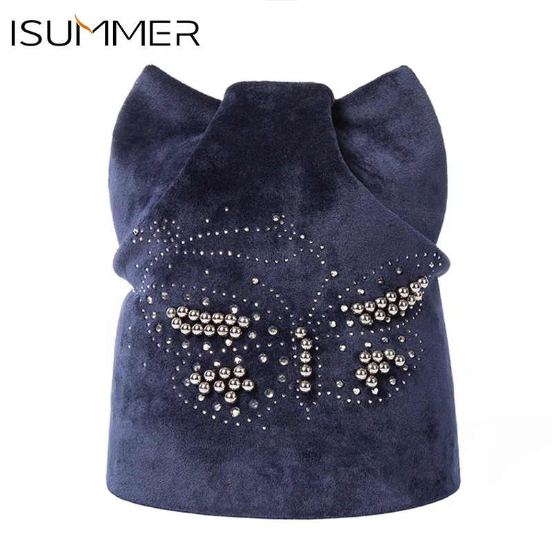 

ISummer Warm Velvet Winter Hat Ladies Cute Cat Ears Butterfly Pattern Hats For Girl Skullies Beanies Female Cap Ski winter hat