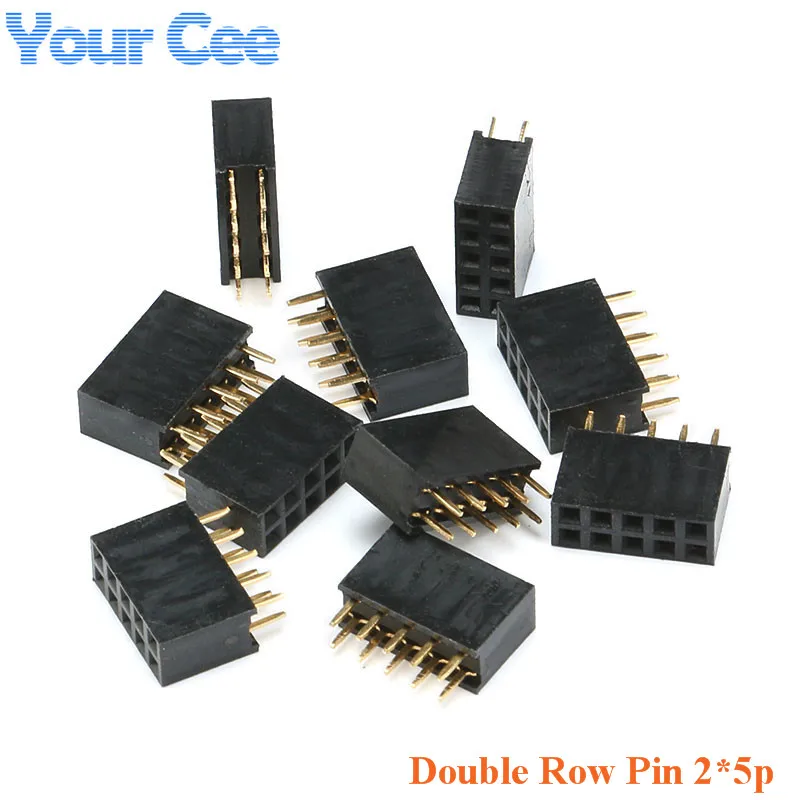 

20 pcs 2015 New Row Pin Pitch 2.54mm 2*5p Double Row Straight Pin 5Pin Female Header Strip Socket Connector 2*5 Needle