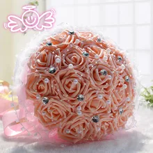 18 цветов розовый Новые Свадебные аксессуары Свадебный букет великолепные Дешевые Свадебные цветы Buque De Noiva