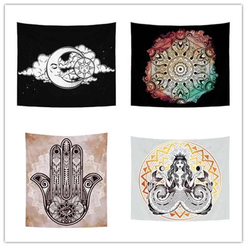 

130X150cmTapestry Mandala Bohemia Wall Hanging Animal Moon Wolf Guns Yoga Mats Beach Towel Decor Livingroom
