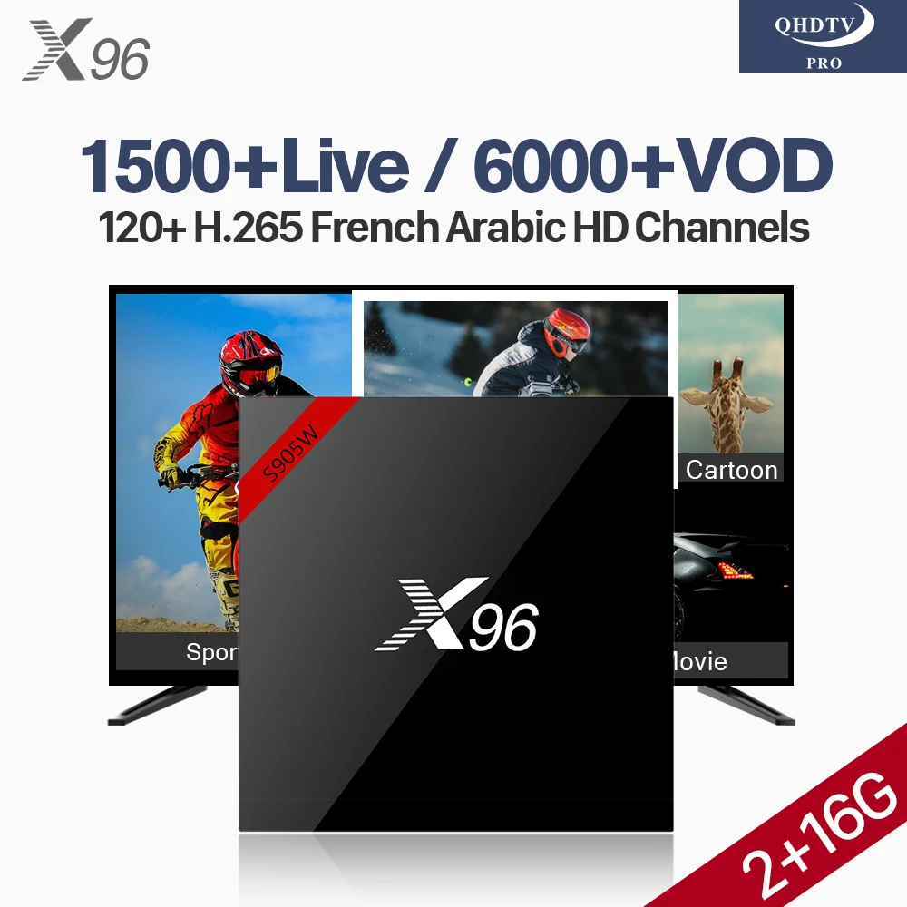 

X96 IPTV France Box Android 7.1 S905W 2G 16G with QHDTV Pro IPTV Subscription Arabic Morocco French Belgium Netherlands IPTV