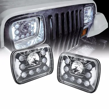 

Universal 5x7 7x6 inch 55W LED Headlight with DRL Pair [Plug & Play] - Sealed Beam Square / Rectangular Headlights Set