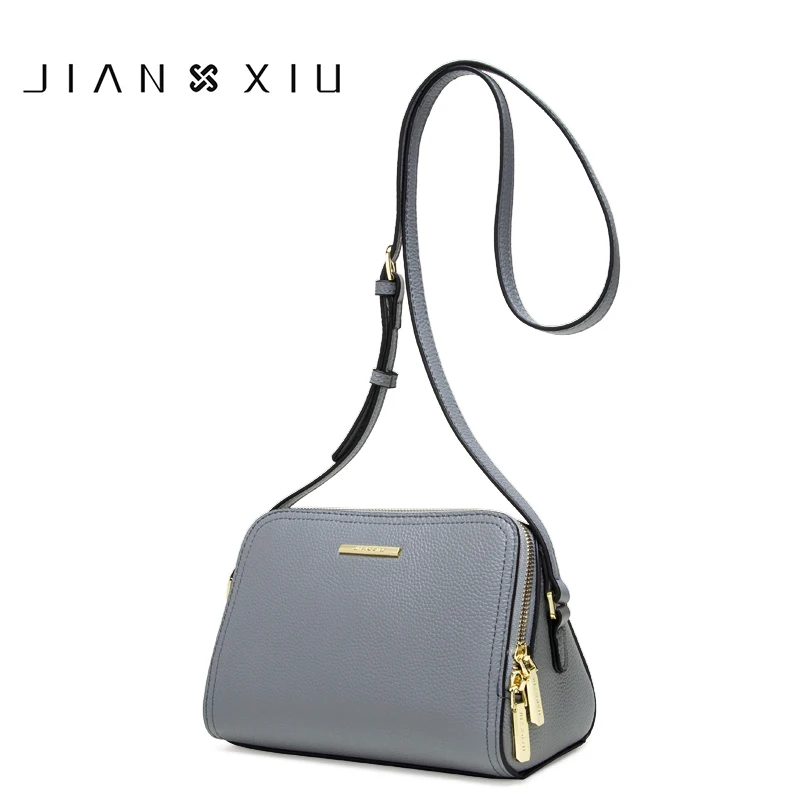 Женская сумка мессенджер JIANXIU черная через плечо из натуральной кожи с текстурой