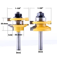 כלים לעיבוד עץ 2 Rail Bit ו נתב Stile Bit Set - 8" קאטר שֶׁגֶם חותך בסכין הדלת Shank 25.4mmH נגרות עבור כלים לעיבוד עץ (2)
